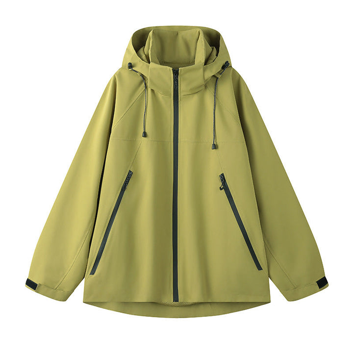 Damen technische Outdoor-Jacke mit verstellbarer Kapuze und funktionalen Reißverschlusstaschen Drune