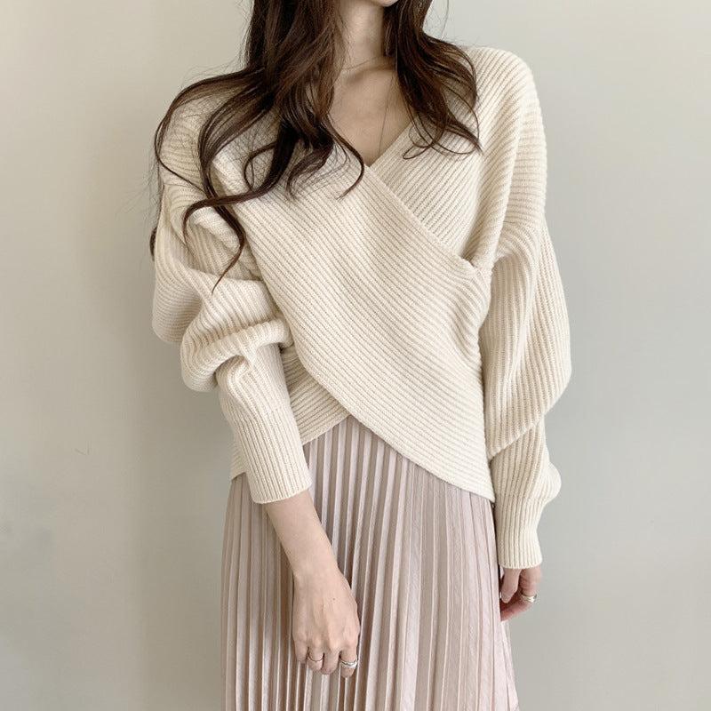 Damen Wickelpullover mit modernem Strukturdesign Drune