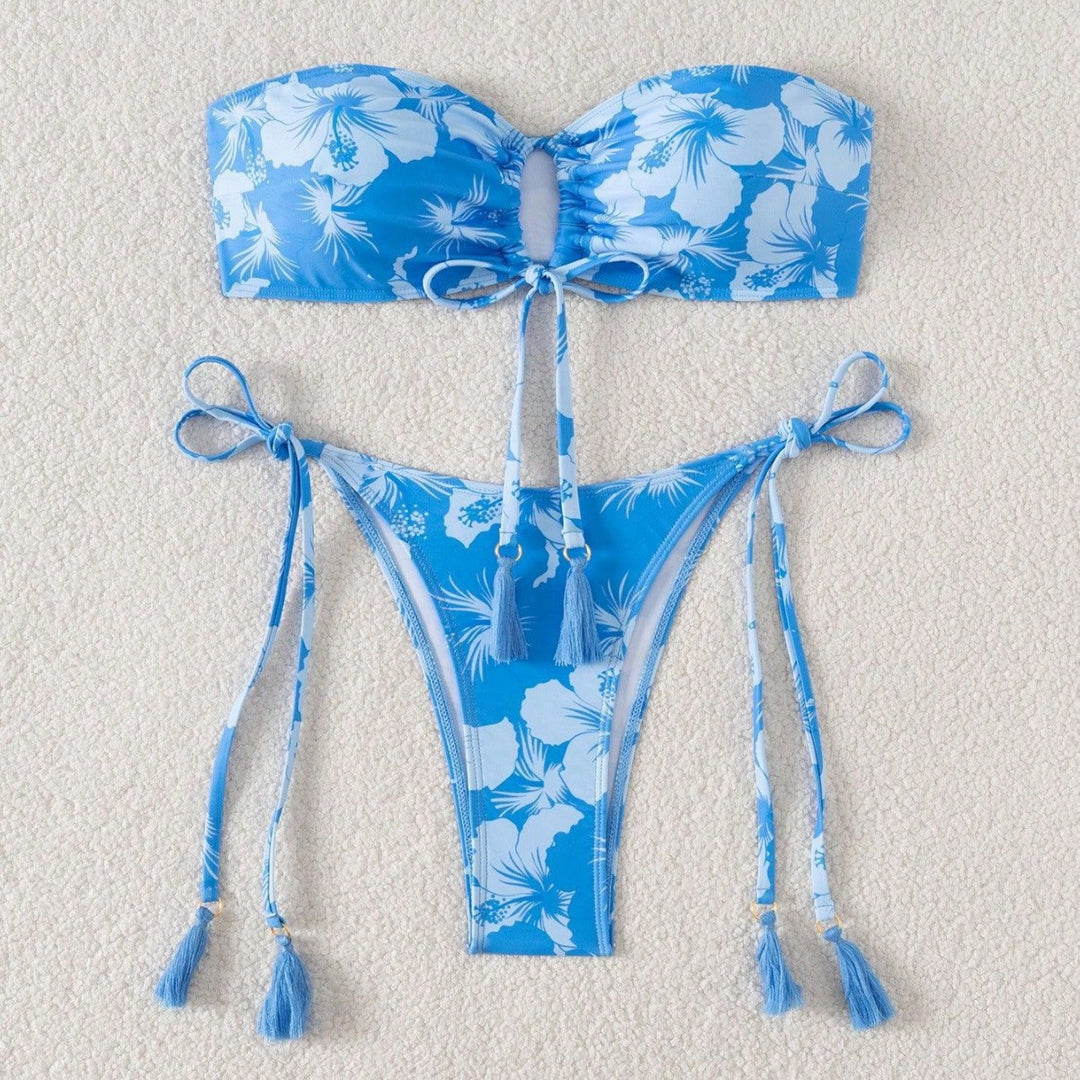 Damen Bandeau-Bikini mit stylishem Cut-Out und seitlichen Bindebändern Drune
