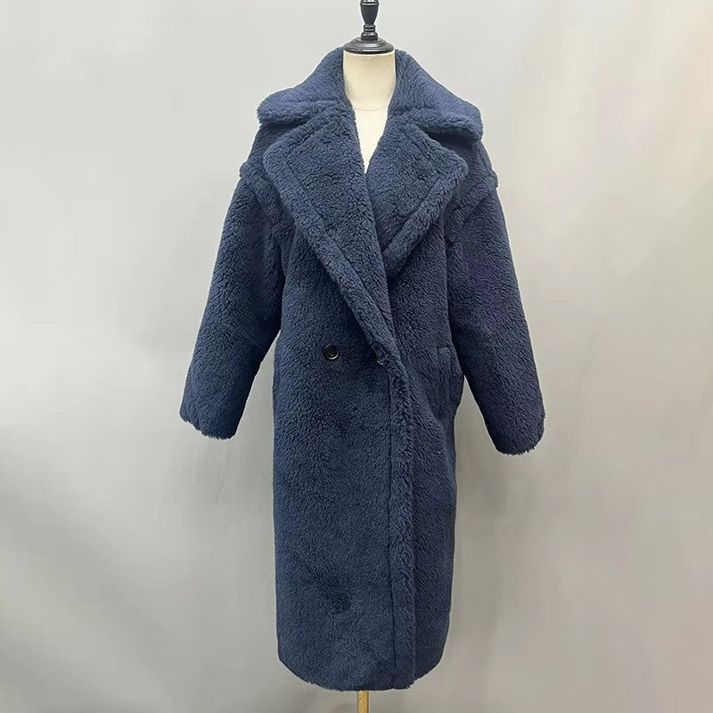 Damen Fleece-Mantel mit doppelter Knopfleiste und trendigem Schnitt Drune