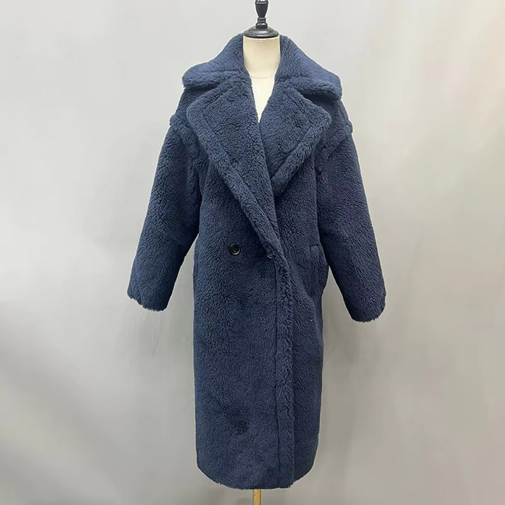 Damen Fleece-Mantel mit doppelter Knopfleiste und trendigem Schnitt Drune