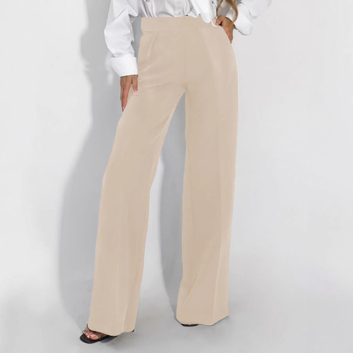 Damen Hoch taillierte Stoffhose mit weitem Bein und edler Verarbeitung Drune