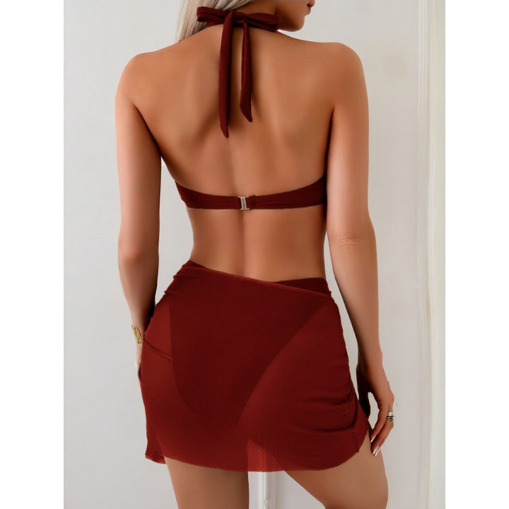 Damen Bikini-Set mit modischen Verzierungen und Wickelrock Drune
