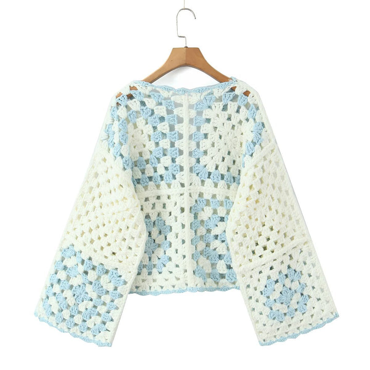 Damen Häkeljacke mit traditionellen Motiven und lässigem Schnitt Drune