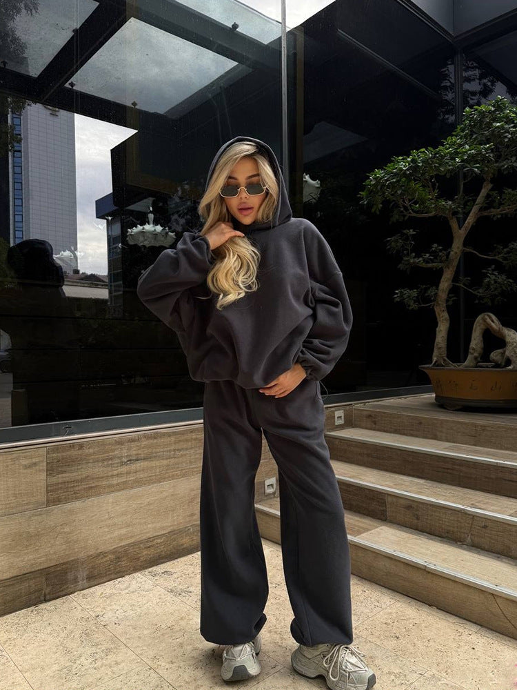 Damen gemütliches und stylisches Loungewear-Set mit Kapuze Drune