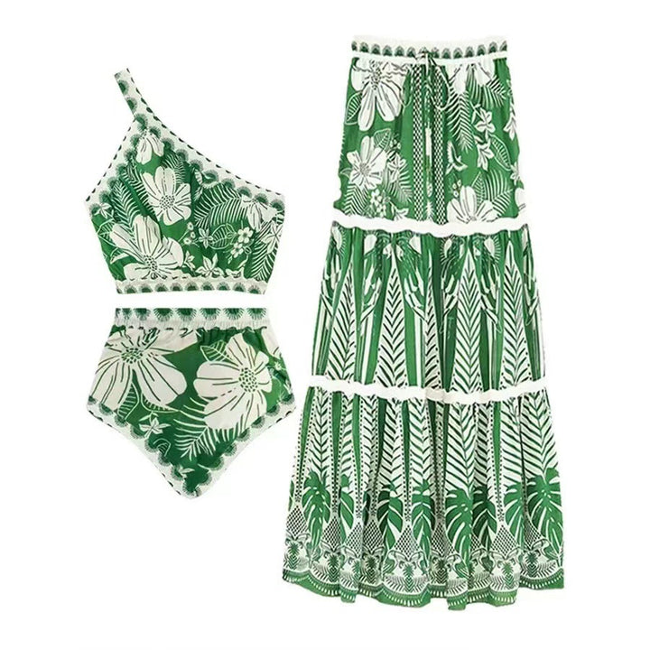 Damen Bikini-Set mit asymmetrischem Oberteil und floralen Details Drune
