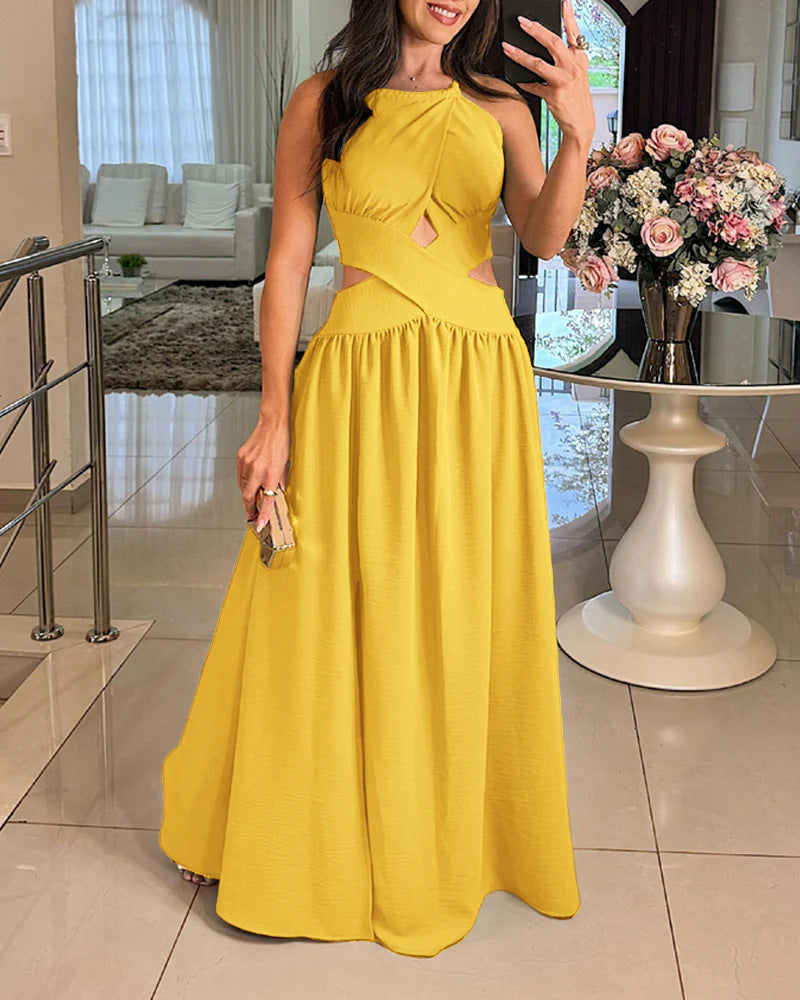 Damen Maxikleid mit eleganter Überkreuzung und modischem Ausschnitt Drune
