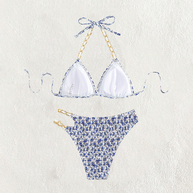 Damen Triangel-Bikini mit dezentem Kettenakzent und hohem Schnitt Drune