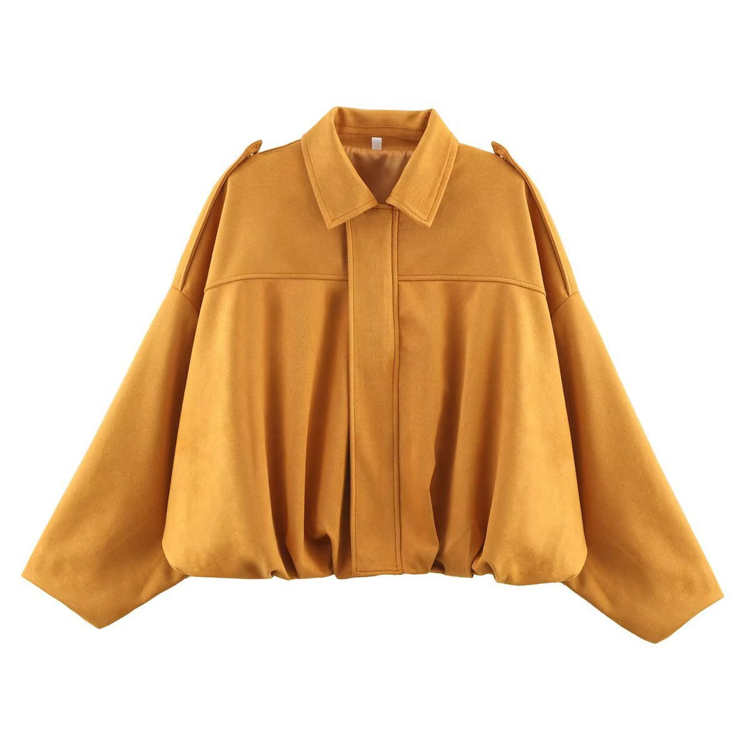 Damen Oversized Jacke mit lässiger Schnittführung und abnehmbaren Kragen Drune