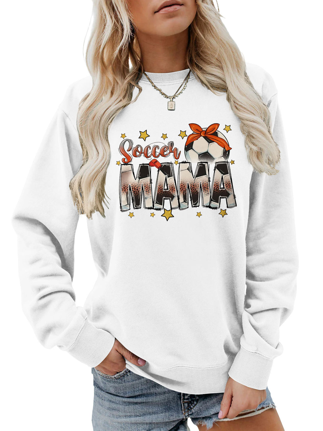 Damen Sweatshirt mit auffälligem "Soccer Mama" Aufdruck und bequemer Passform Drune