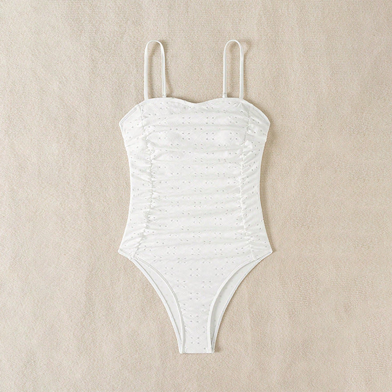 Damen Einteiler Badeanzug mit raffiniertem Rüschendesign und elegantem V-Ausschnitt Drune