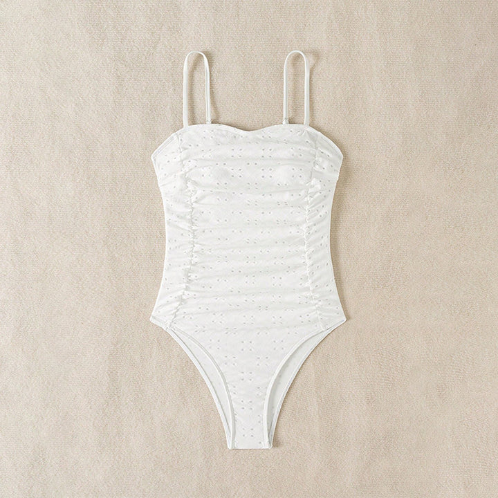 Damen Einteiler Badeanzug mit raffiniertem Rüschendesign und elegantem V-Ausschnitt Drune