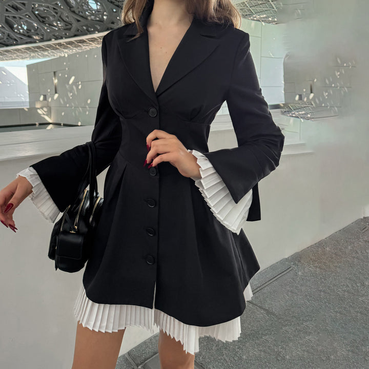 Damen Blazer-Kleid mit eleganten Falten und tailliertem Schnitt Drune