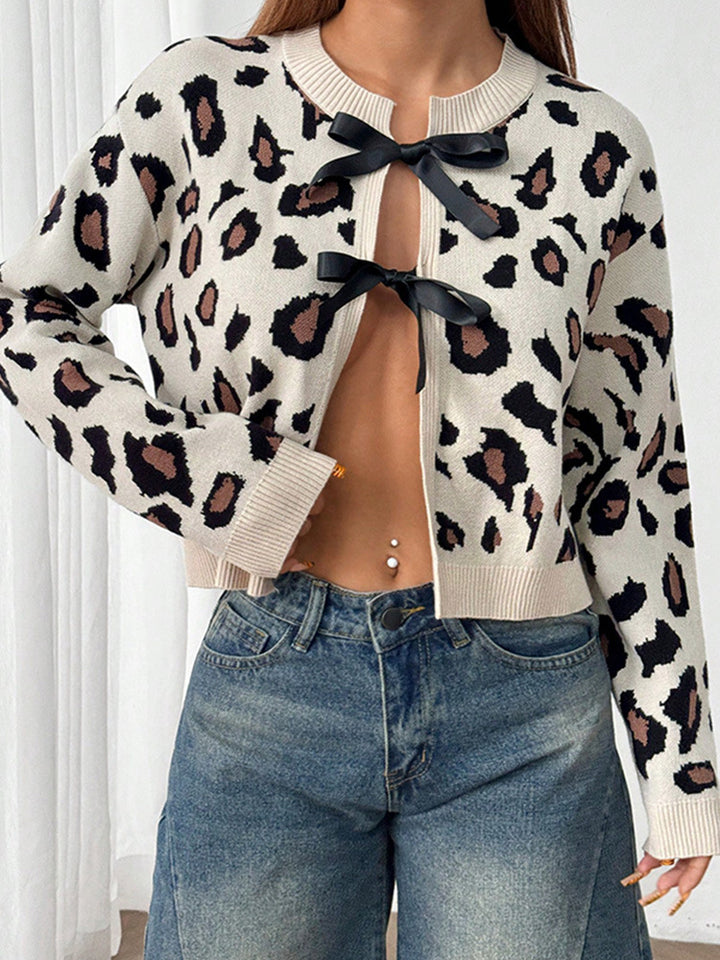 Damen Trendiger Cardigan mit verspielten Schleifen Drune