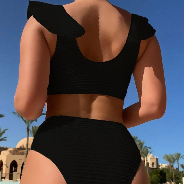Damen Hoch taillierter Bikini mit verspielten Rüschendetails Drune