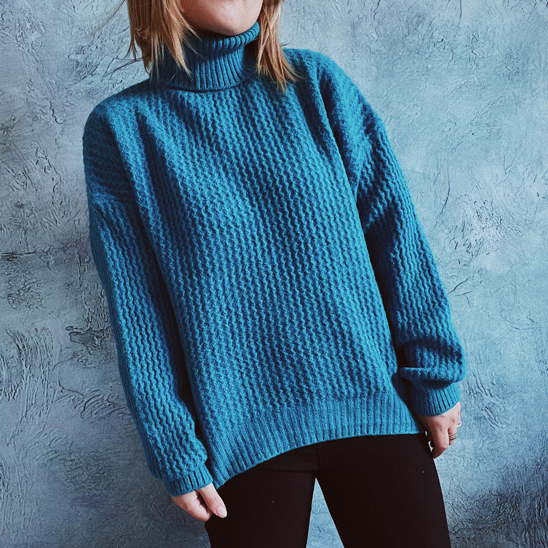 Damen Grobstrickpullover mit strukturiertem Muster und hohem Kragen Drune