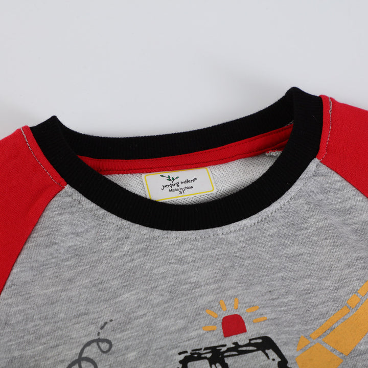 Buben Sweatshirt mit kreativem Bagger-Motiv Drune