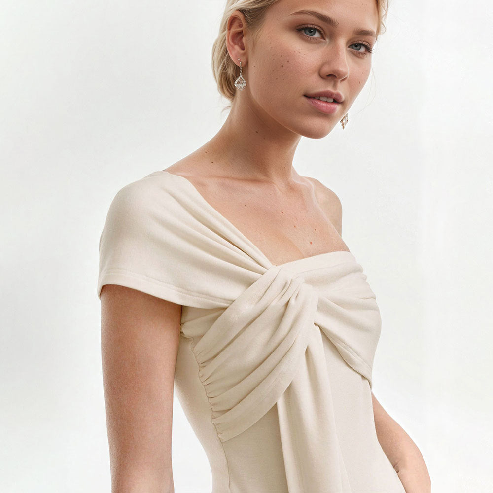 Damen modisches Wickeltop mit asymmetrischem Schnitt und eleganten Bindebändern Drune
