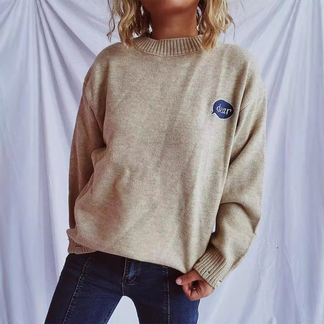 Damen pullover mit bunten Stickmotiven und lässigem Schnitt Drune
