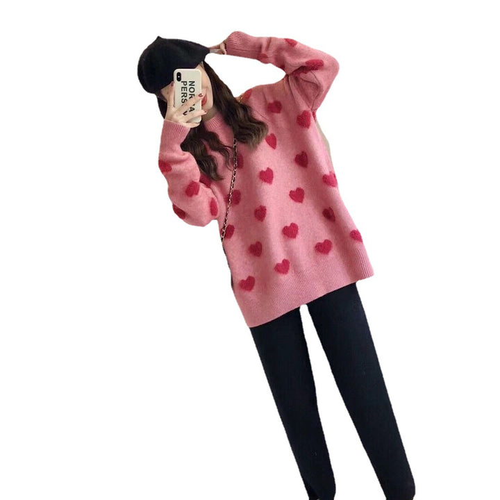 Damen Kuscheliger Pullover mit herzförmigem Muster Drune