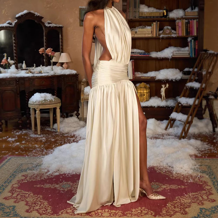 Damen Elegantes Maxikleid mit schulterfreiem Design und Rüschendetails Drune