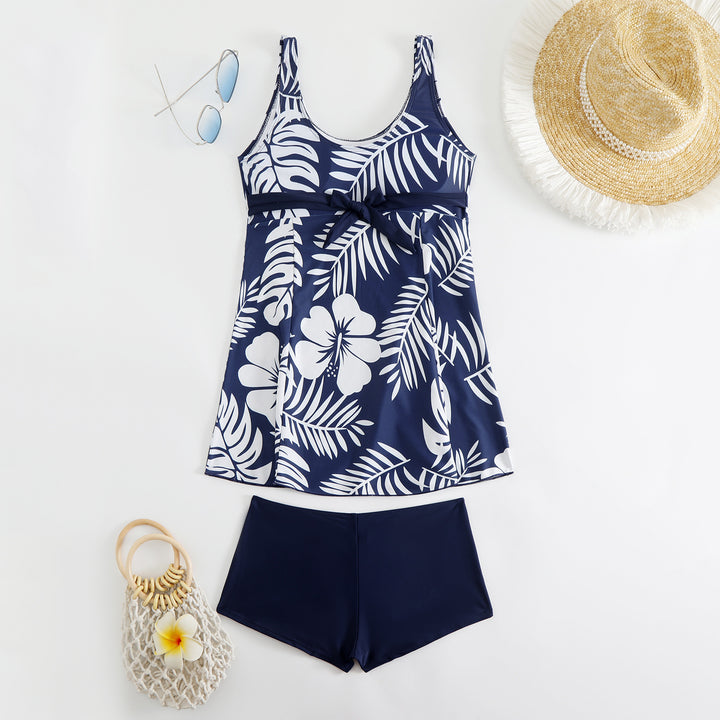 Damen nan Tankini-Set mit tailliertem Empire-Top und hochgeschnittener Badeshorts Drune
