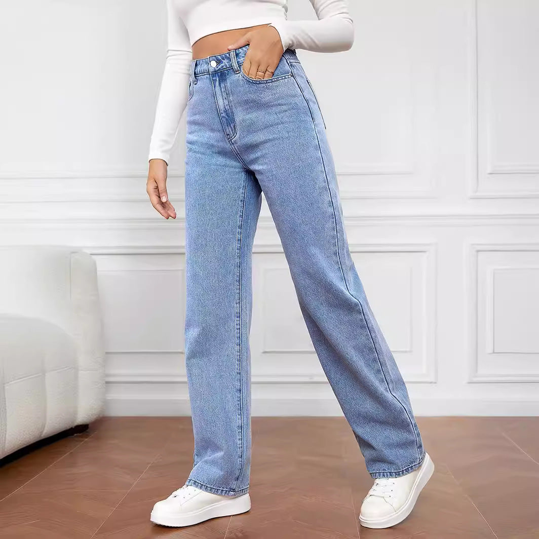 Damen Hoch geschnittene Denim-Jeans mit weitem Bein Drune