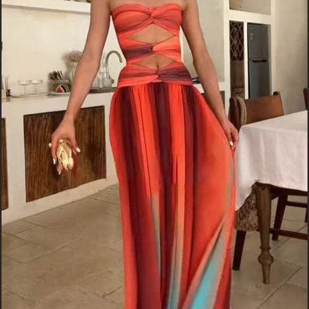Damen Wickelkleid mit asymmetrischem Saum und verführerischem Schlitz Drune