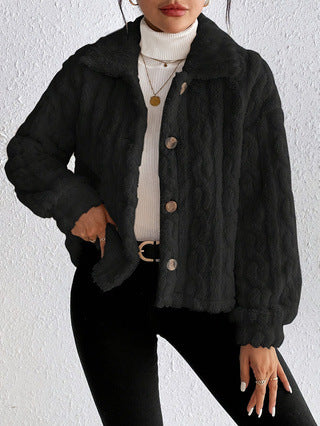Damen Plüsch-Steppjacke mit hohem Kragen Drune