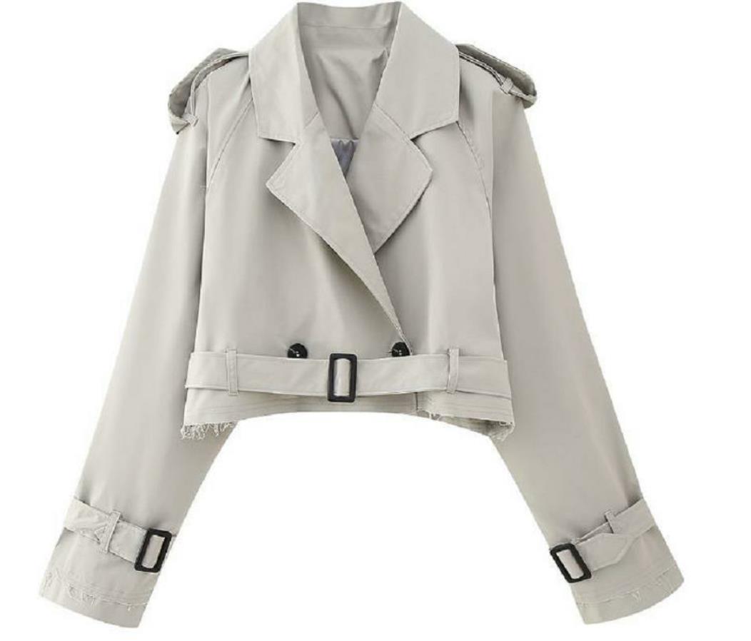 Damen modische kurze Trenchjacke Drune