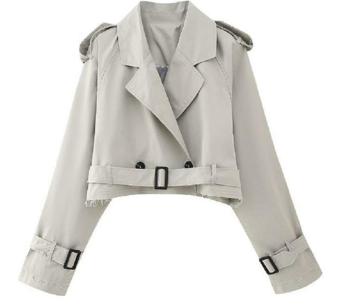 Damen modische kurze Trenchjacke Drune