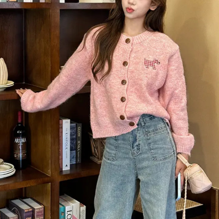 Damen Lässiger Strickcardigan mit Knopfdetail Drune