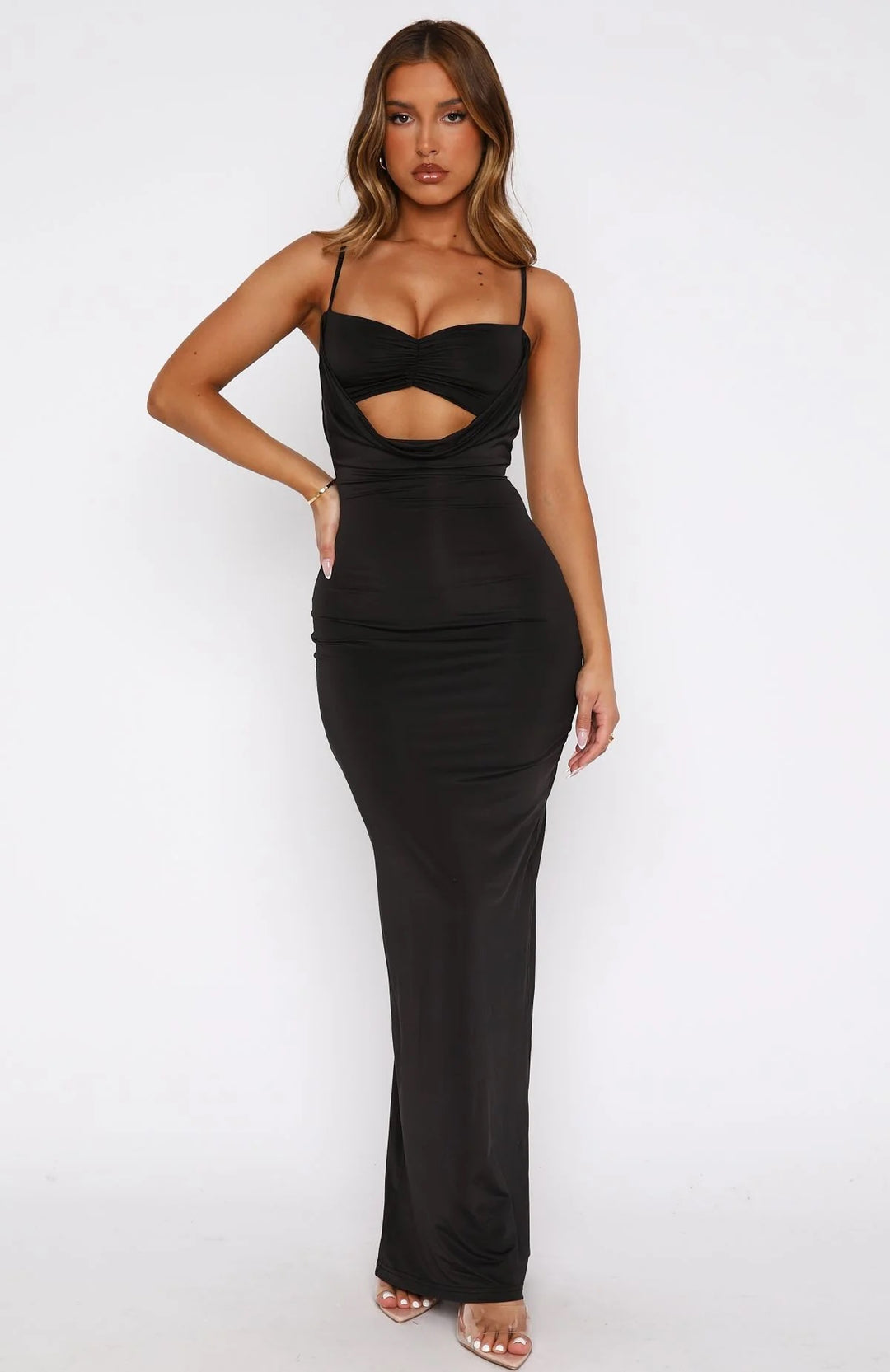 Damen Elegantes Cut-Out Maxikleid Drune