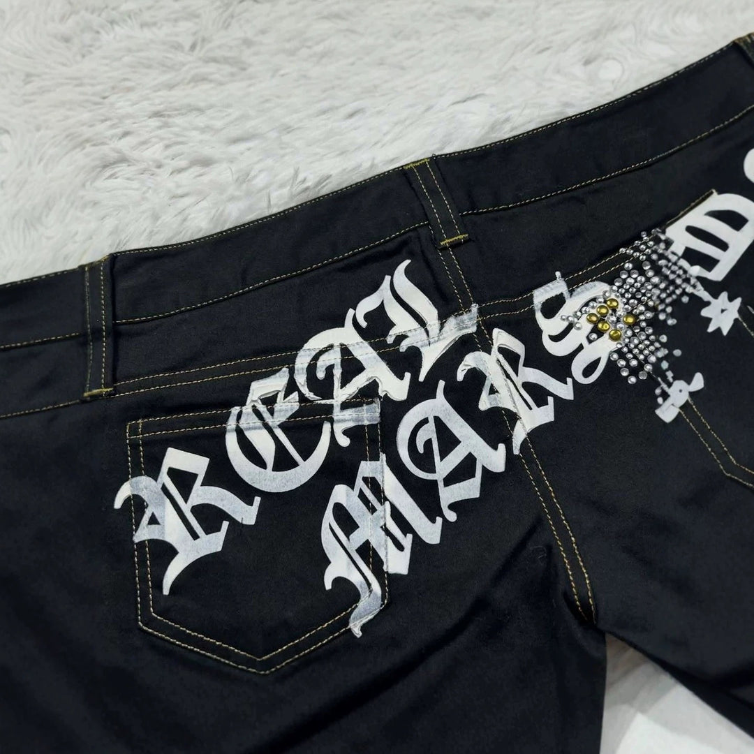 Damen Trendige Jeans-Shorts mit glitzernden Applikationen Drune