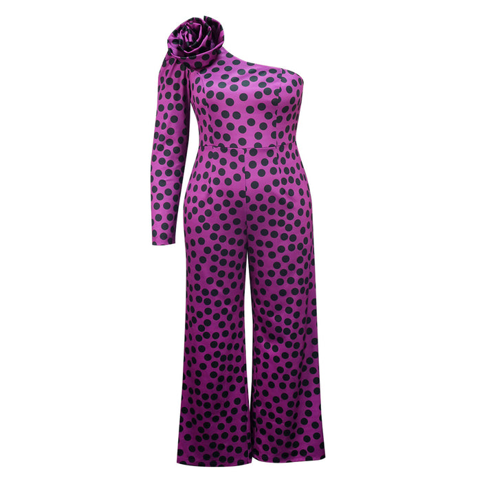 Damen Glamouröses Jumpsuit mit asymmetrischem Design und Rüschen-Detail Drune