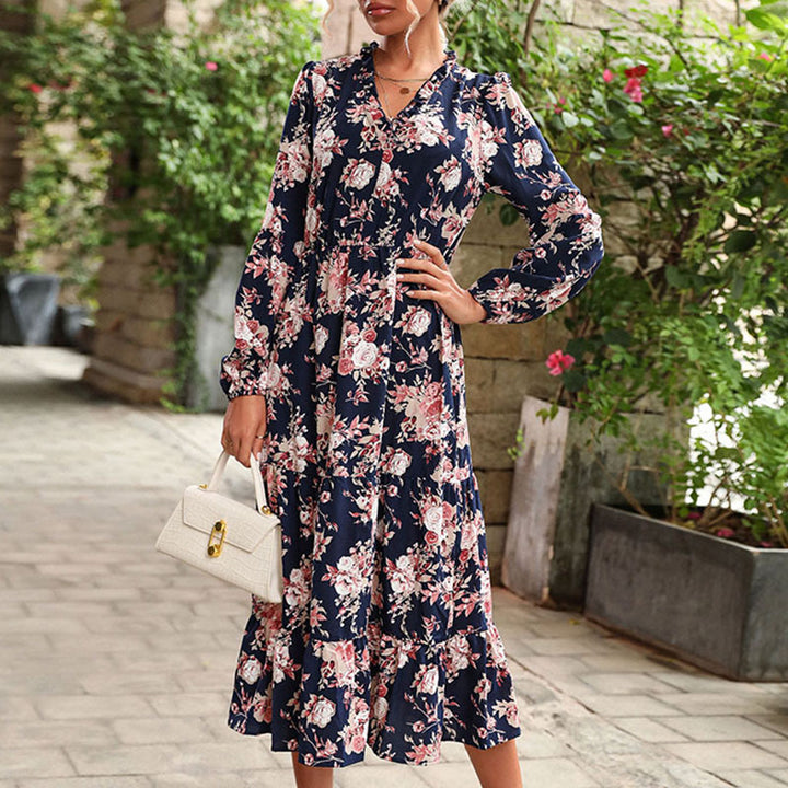 Damen Maxikleid mit floralem Volantdesign Drune