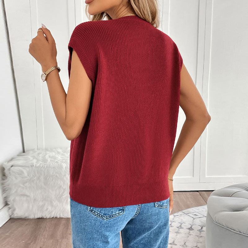 Damen gestrickte Weste mit Knopfdetails und Taschen Drune