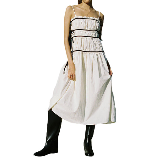 Damen Maxikleid mit verspieltem Rüschendesign und verstellbaren Trägern Drune