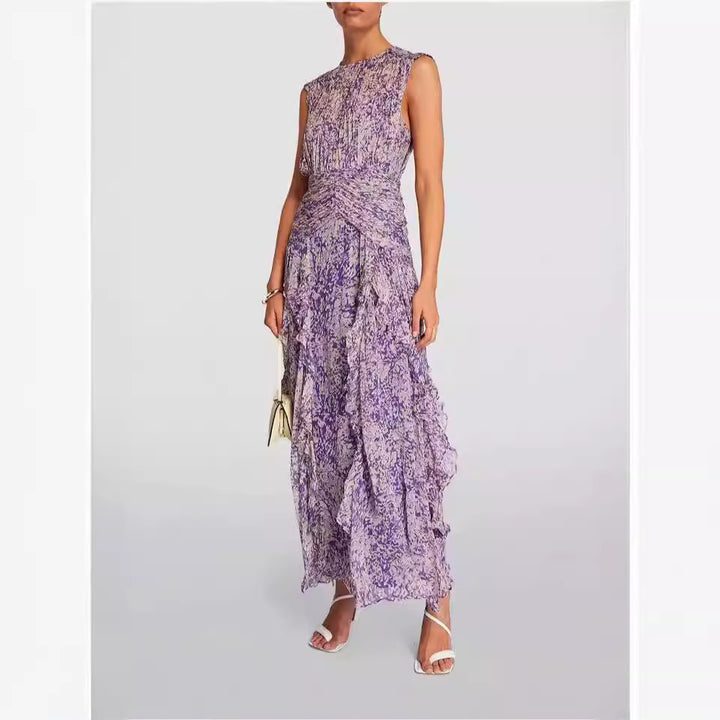 Damen Wickel-Maxikleid mit Rüschendetails und floralem Muster Drune