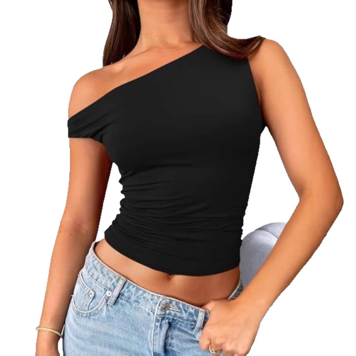 Damen asymmetrisches Oberteil mit Raffung Drune
