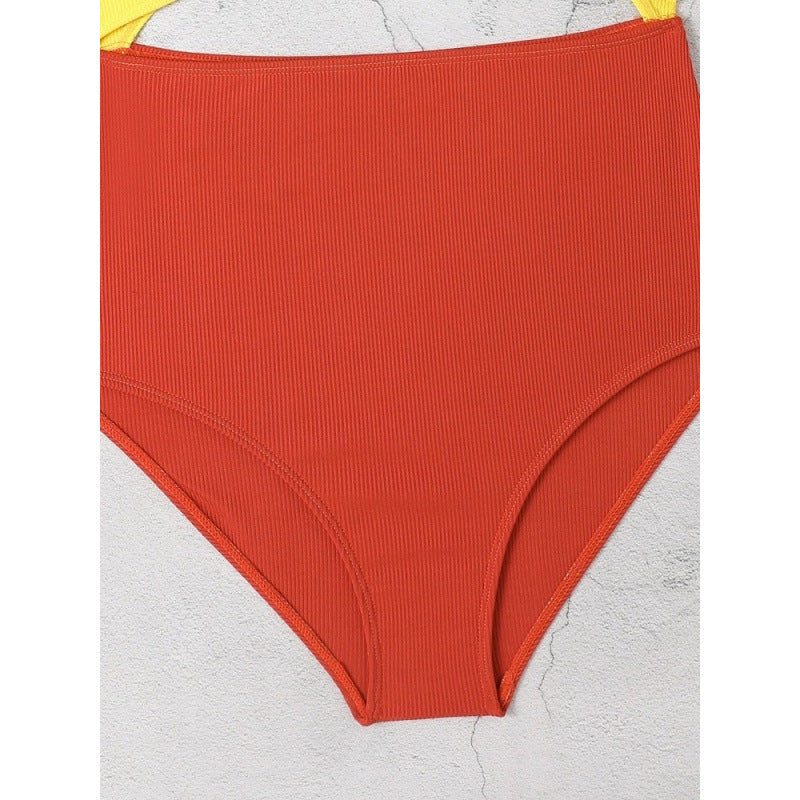 Damen Cut-Out Badeanzug mit hohem Bund und Wickeldesign Drune