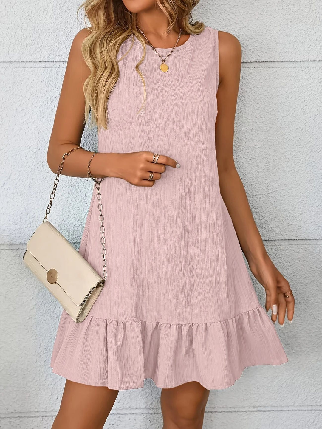 Damen Lässiges Sommerkleid mit Rüschensaum und Leichtem Material Drune
