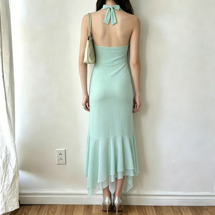 Damen Elegantes Maxikleid mit floralem Design und asymmetrischem Saum Drune