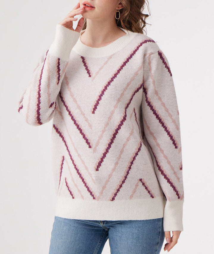 Damen Strickpullover mit modernen Chevron-Mustern und weichem Material Drune