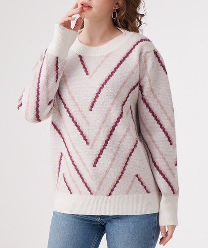 Damen Strickpullover mit modernen Chevron-Mustern und weichem Material Drune