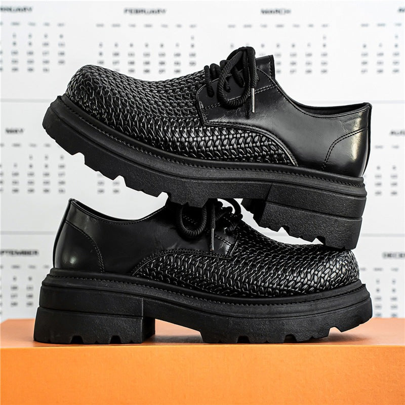 Damen gewebte Plateau-Derby-Schuhe mit robuster Profilsohle, atmungsaktivem Flechtoberteil und gepolstertem Komfortfußbett Drune