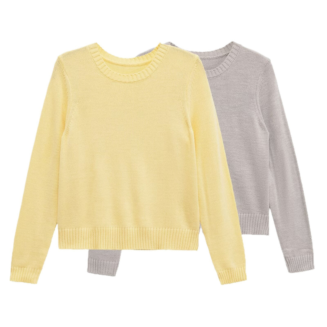 Damen Gemütlicher Feinstrickpullover mit Rundhalsausschnitt und zeitlosen Details Drune