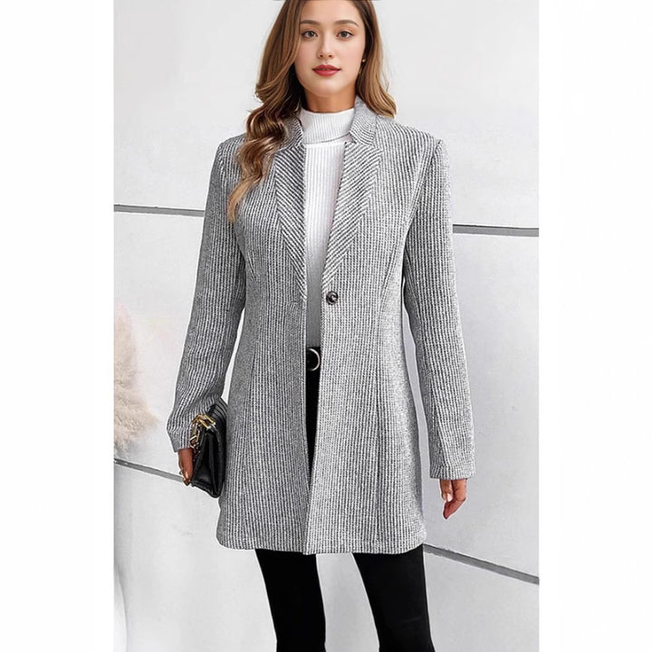 Damen eleganter Strickblazer mit Reverskragen und subtiler Rippstruktur Drune