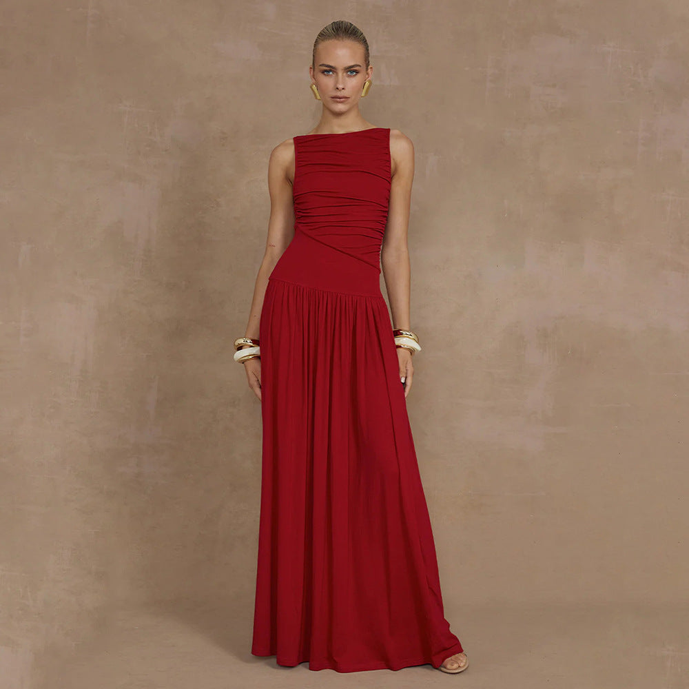 Damen Elegantes Maxikleid mit raffiniertem Rüschendesign Drune