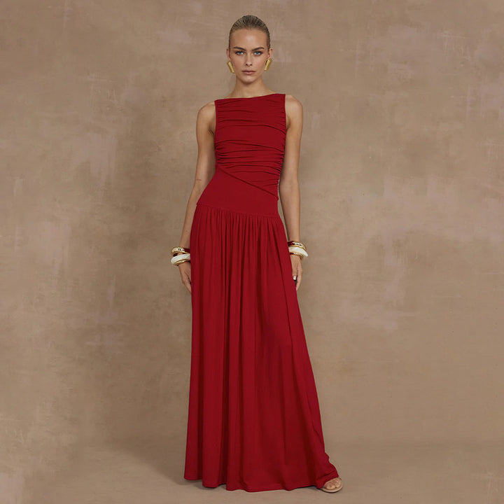 Damen Elegantes Maxikleid mit raffiniertem Rüschendesign Drune